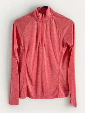 BCG‎ Quarter Zip Activewear Top Mock Neck Pullover in Coral Size M